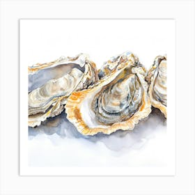 Oysters Watercolor Illustration Art Print