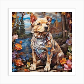 Dog In The Garden Art Print