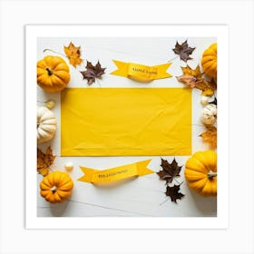 An Overhead Photograph Of A Hand Made Yellow Banner Design Celebrating The Transition Into The Fall (7) Art Print