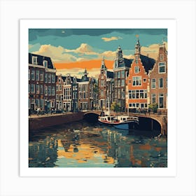 Amsterdam Canal Summer Aerial View 3 Art Print