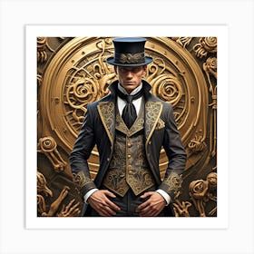 Steampunk Men's Fashion Cubism Style Art Print