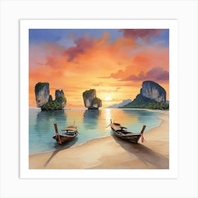 Sunset In Krabi Thailand Art Print 2 Art Print