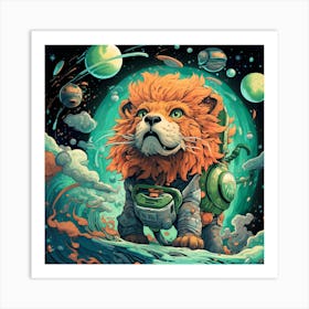 Lion In Space Art Print