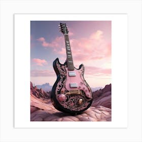 Rhapsody in Pink and Black Guitar Wall Art Collection 9 Art Print