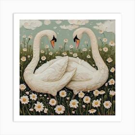 Swans Fairycore Painting 3 Art Print