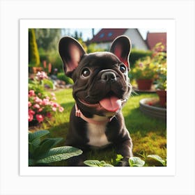 French Bulldog Puppy In The Garden Art Print