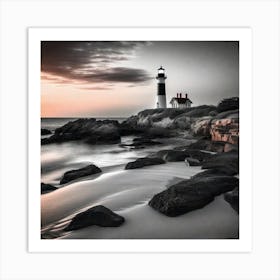 Lighthouse At Sunset 46 Art Print