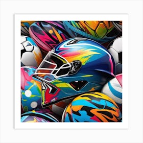 Colorful Soccer Balls Art Print