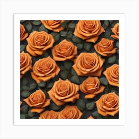 Orange Roses Seamless Pattern 3 Art Print