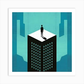 Man On Top Of A Building Art Print