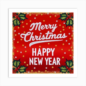 Merry Christmas Happy New Year Art Print