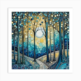 Moonlight In The Woods 2 Art Print