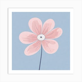 A White And Pink Flower In Minimalist Style Square Composition 290 Art Print