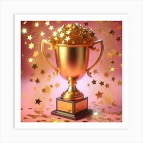 Golden Trophy With Stars Art Print