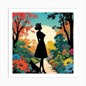 Woman In The Garden Art Print