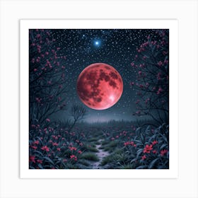 Full Moon In The Forest Art Print