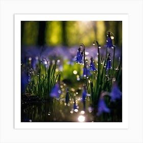 Woodland Bluebells in Dazzling Springtime Sunshine Art Print