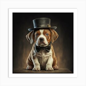 Boxer Dog In Top Hat Art Print
