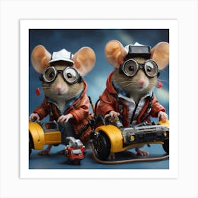 Two Mice In Space Suits Art Print