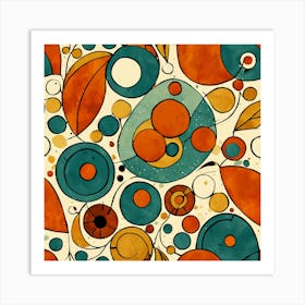 Abstract Circles, Floral Pattern, Abstract Piece With Organic Shapes And Earthy Colors art print Art Print