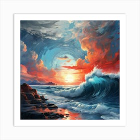 Sunset Over The Ocean Art Print