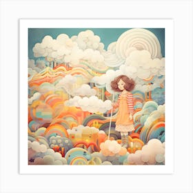 Girl In The Clouds Art Print