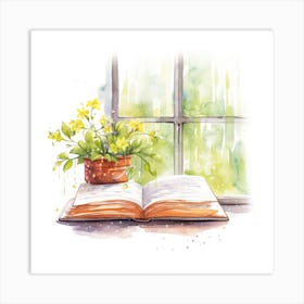 Watercolor Book With Flowers 1 Art Print