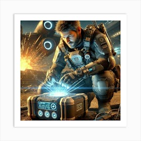 A Sci Fi Scene Showcasing Kaden Malric Explosives Specialist Art Print