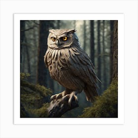 Owl In The Forest 123 Art Print