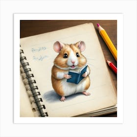 Hamster Reading A Book 12 Art Print