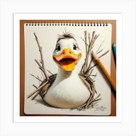 Duck In The Nest Art Print