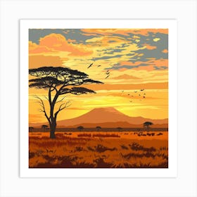 Sunset In The Savannah 4 Art Print