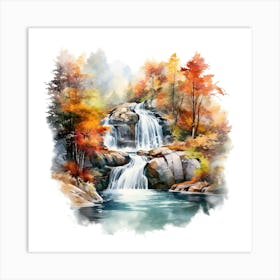 Waterfall Watercolor Painting 5 Art Print