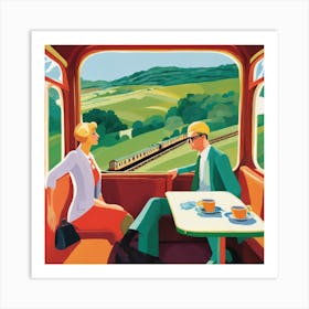Vintage Train Journey Series: David Hockney Style Art Print