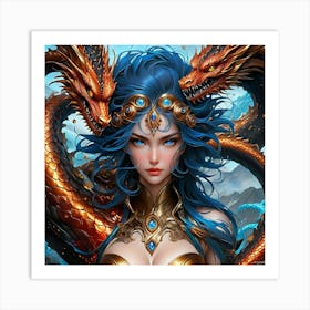 Fairy With Dragons okhy Art Print