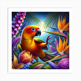 Parrot In The Jungle 5 Art Print