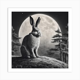 Rabbit In The Moonlight Art Print