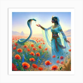 Egyptian Woman And Snake 1 Art Print