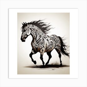 Horse In Black And White Art Print