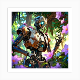 Robot In The Forest 1 Art Print