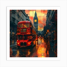 London street At Sunset, retro collage Art Print