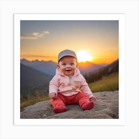 Sunset Baby Portrait Art Print