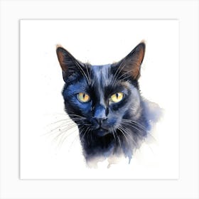 California Spangled Black Cat Portrait Art Print