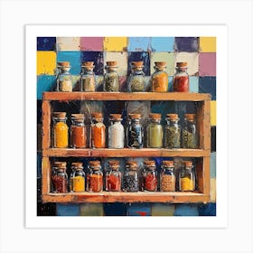 Spices On A Shelf Pastel Checkerboard 3 Art Print