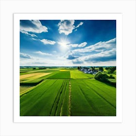 Green Farm Nature Field Landscape Countryside Agriculture Grass Gold Grow Japan Air Plan (11) Art Print