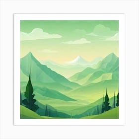 Misty mountains background in green tone 49 Art Print