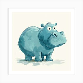 Charming Illustration Hippopotamus 4 Art Print