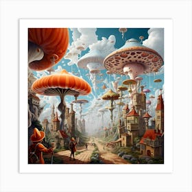 Mushroom City 1 Art Print