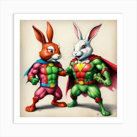 Super Hero Bunnies 1 Art Print