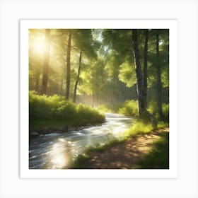 Ray Of Light In The Forest Art Print